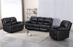 Barcelona Reclining 3 + 2 Sofa Set - Black Leather