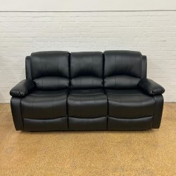 Barcelona Reclining 3 Seat Sofa - Black Leather