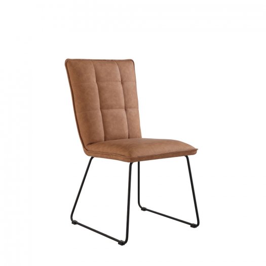 The Chair Collection Panel Back Chair with Angled Legs - Tan (Pair)