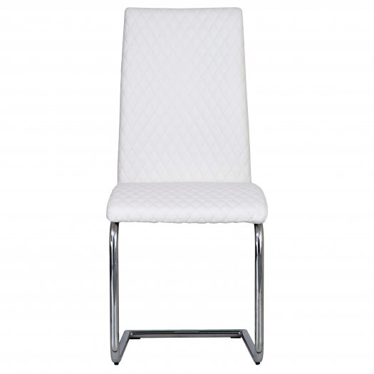The Chair Collection Diamond Stitch Dining Chair, Chrome Legs - White (Pair)