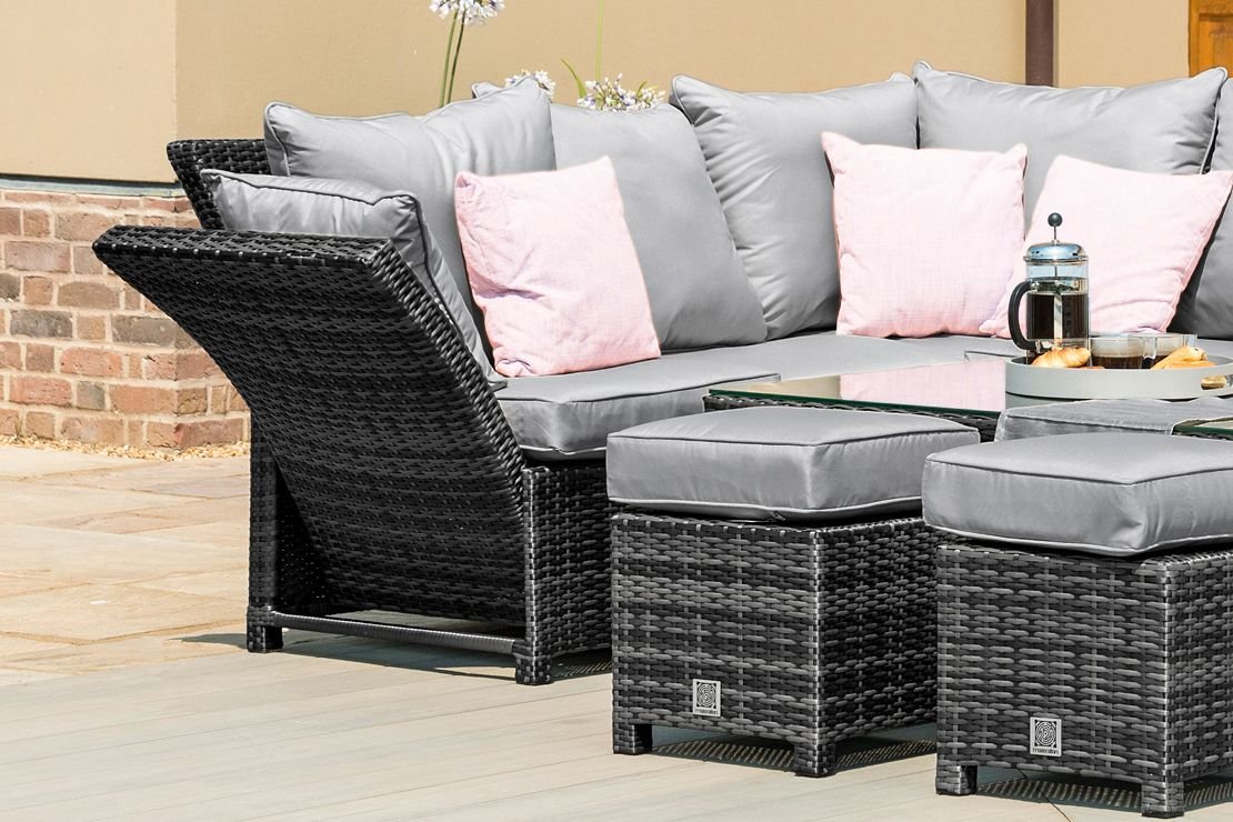 Maze Rattan Henley Corner Dining Set With Rising Table - Grey | The