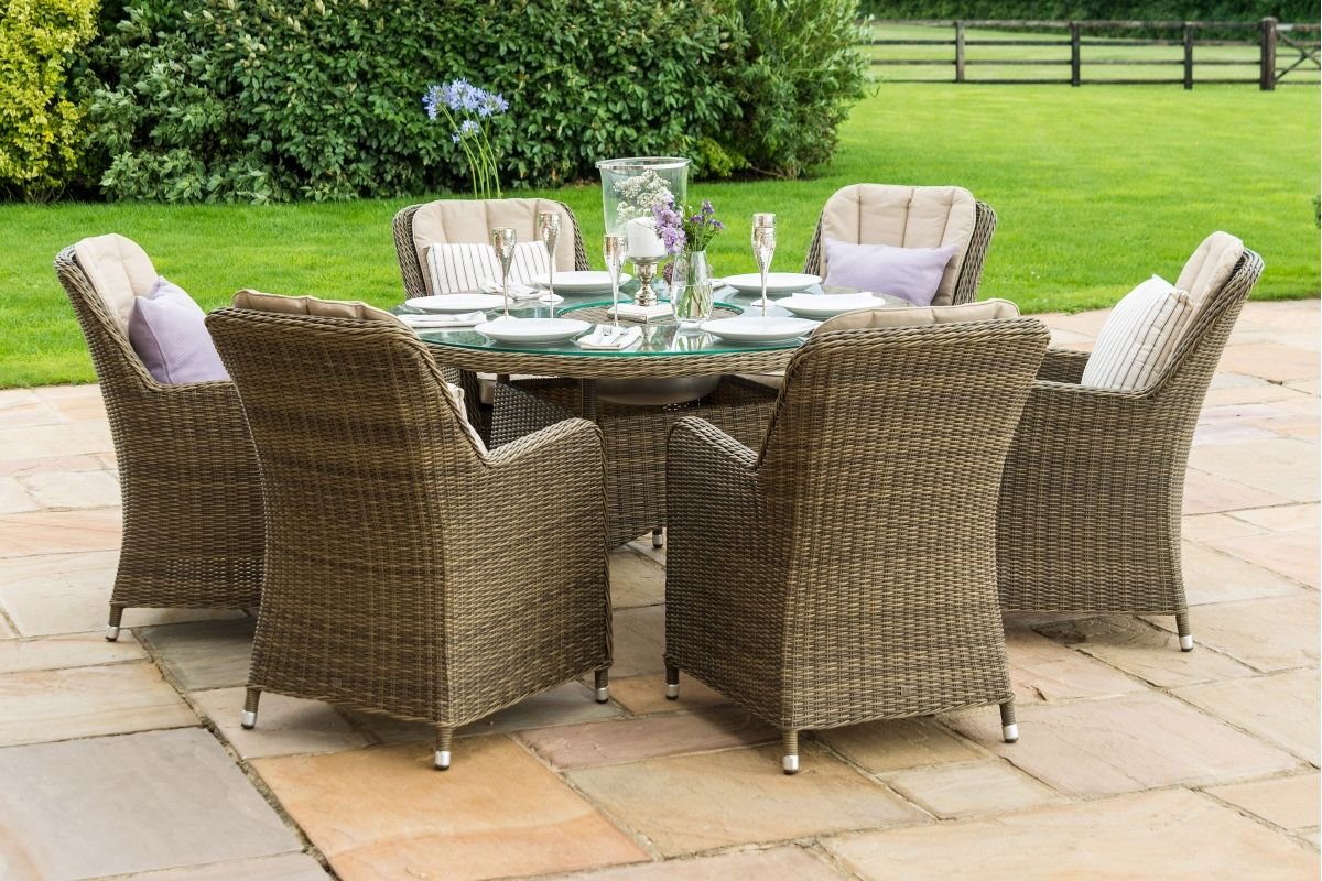 Maze Rattan Winchester 6 Seat Round Ice Bucket Dining Set With