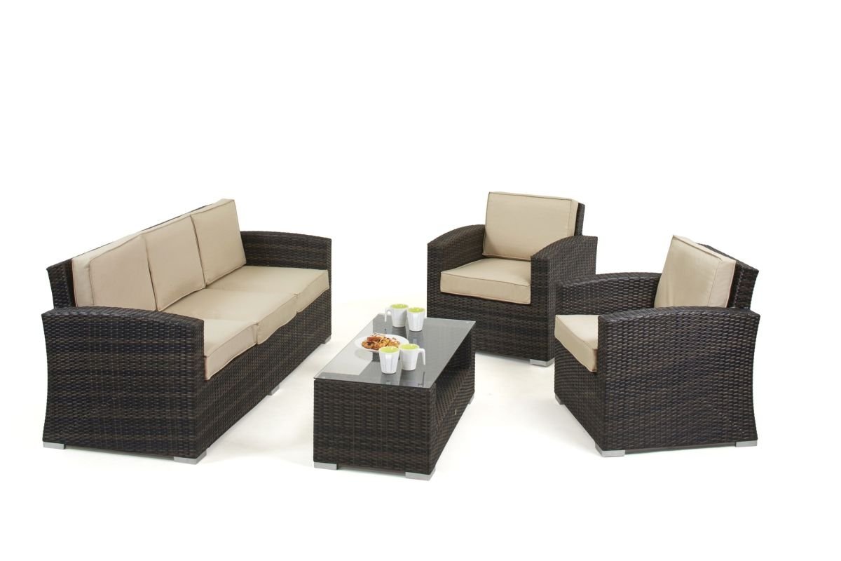 Maze Rattan Kingston 3 Seater Sofa Set - Brown | The Clearance Zone