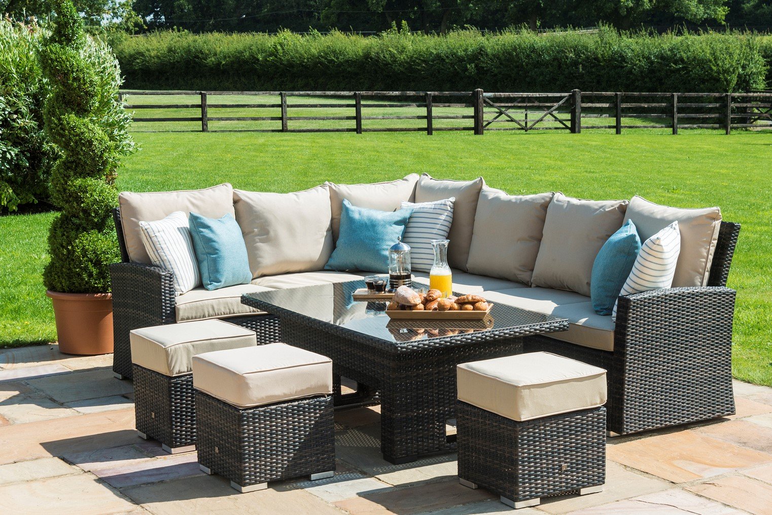 Maze Rattan - Kingston Corner Dining Set With Dual ...