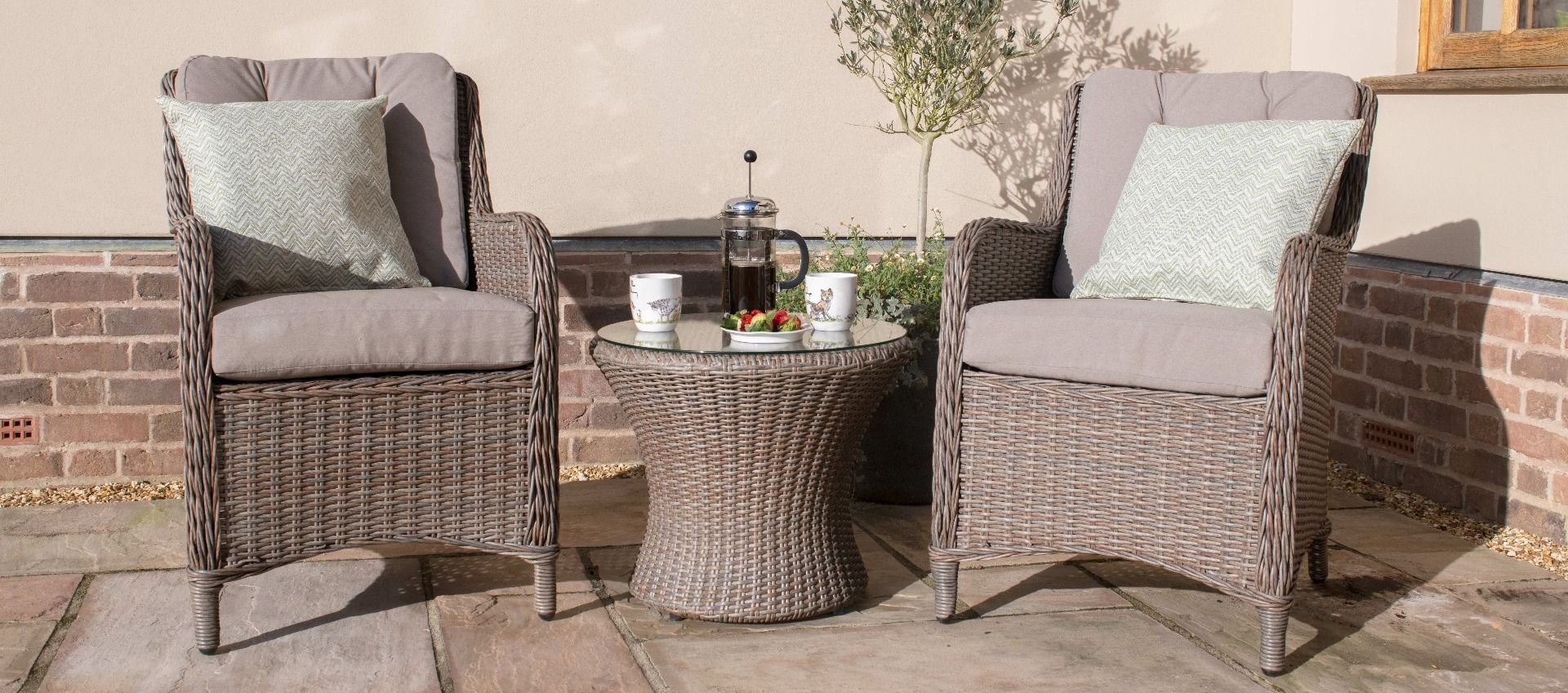 Maze Rattan - Harrogate Bistro Set - With Weatherproof Cushions | The