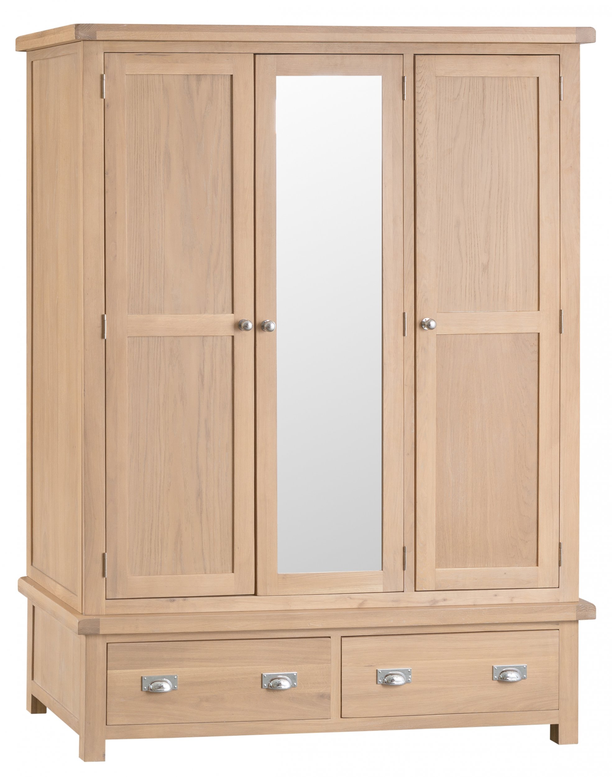 Light Oakmont Bedroom Triple Wardrobe With Mirror The Clearance Zone