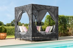 Lit de repos Bali en rotin Maze - Gris