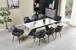 Chicago 1.6m Extending Dining Set - Cream & Gold