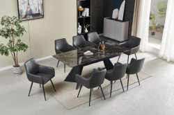 Chicago 1.6m Extending Dining Set - Black & Gold