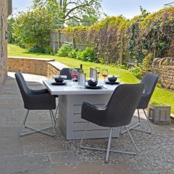Mambo 4 Seat Square Dining Set (Patterned Top) - Dark Grey