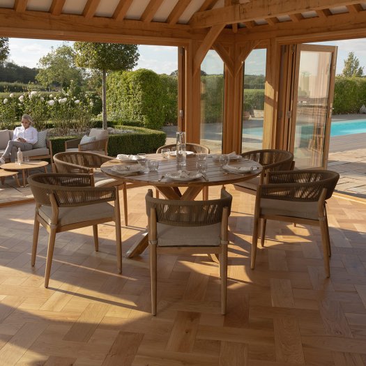 Porto 6 Seat Round Dining Set - Sandstone