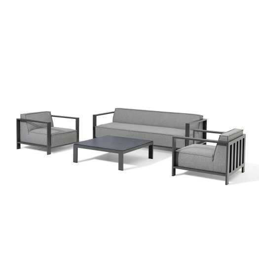 Ibiza 3 Seat Sofa Set With Square Coffee Table / Zinc Grey