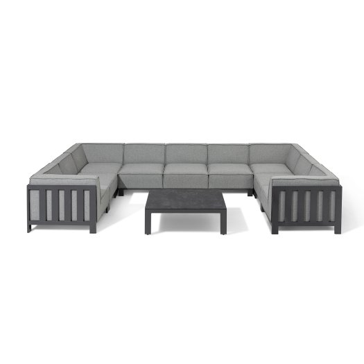 Ibiza U Shape Sofa Set With Square Coffee Table / Zinc Grey