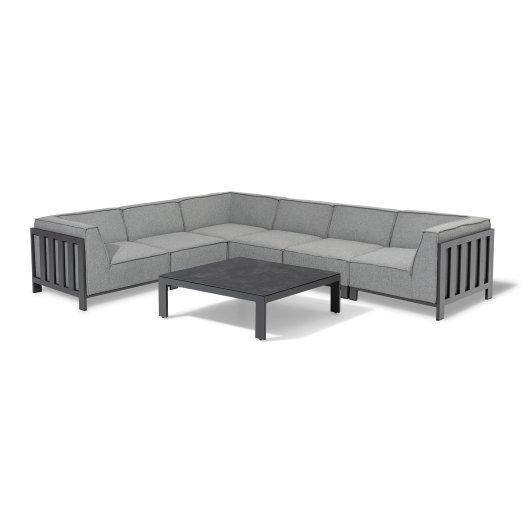 Ibiza Large Corner Sofa Set With Square Coffee Table / Zinc Grey