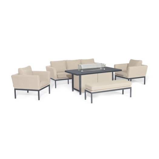 Pulse 3 Seat Sofa Set with Fire Pit Table - Oatmeal