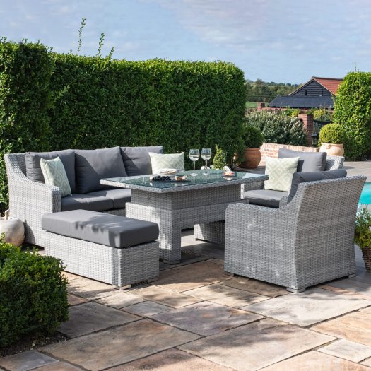 Maze Ascot 3 Seat Sofa Dining Set with Rising Table & Weatherproof ...