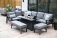 Melbury Corner Modular with Recliner Chaise Lounge & Rectangular Adjustable Table - Charcoal/Slate Grey Granite